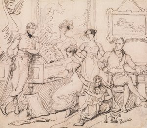 Een Familie Groep Rond een Piano door George Chinnery