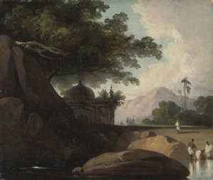 Indiaas landschap met tempel