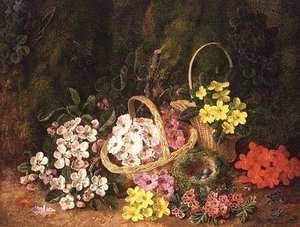 Lentebloemen in Manden