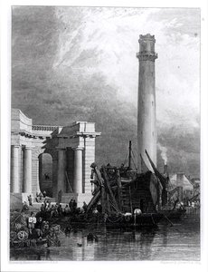 De Schiettoren en Waterloo Brug, gegraveerd door G. Cooke door George Clarkson (after) Stanfield
