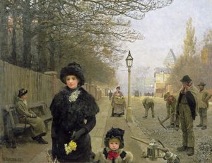 Een Lenteochtend, Haverstock Hill, 1881 door George Clausen