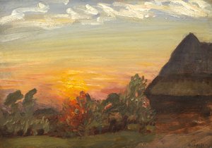 Duton Hill Zonsondergang, 1938 door George Clausen