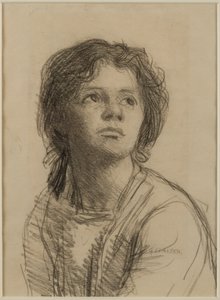 Hoofd en Schouders van een Jonge Vrouw door George Clausen
