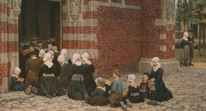 Hoogmis in een vissersdorp aan de Zuiderzee, Nederland, 1876, c. 1930 door George Clausen