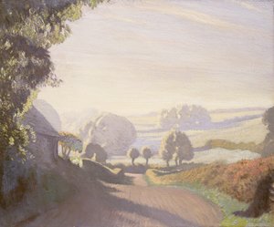 Septembermorgen, de velden door George Clausen