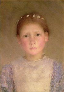 De Madeliefkrans - Een Studie in Laag Licht, 1890 door George Clausen