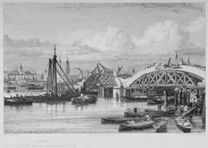 London Bridge in aanbouw, 1827