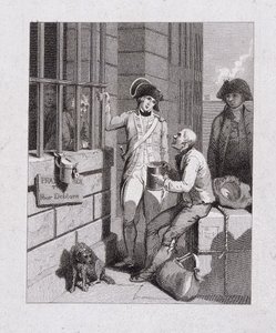Een fluitende winkel: Tom & Jerry bezoeken Logic, aan boord van de Fleet, Fleet Prison, Londen, 1821 door George Cruikshank