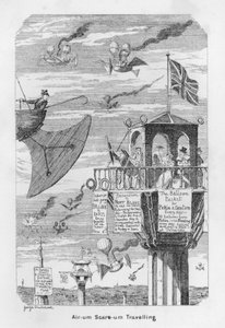 Air-um, Scare-um Reizen - anticipatie van de toekomst van vliegen in 1843 door George Cruikshank