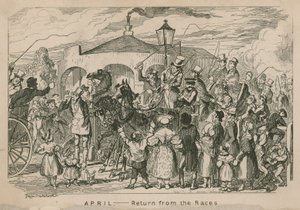 April - Terugkeer van de races door George Cruikshank