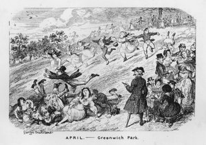 April, Greenwich Park, Londen (gravure) door George Cruikshank
