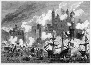 Aanval op de Toren van Sint-Thomas door de Hertog van Suffolk, 1554 door George Cruikshank