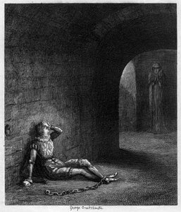 Cuthbert Cholmondeley verrast door de verschijning van een mysterieuze figuur, 1840