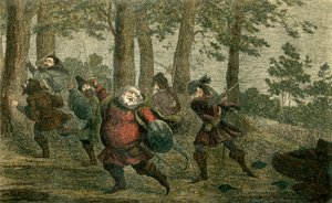 Falstaff zweet zich dood en vet de magere aarde terwijl hij loopt