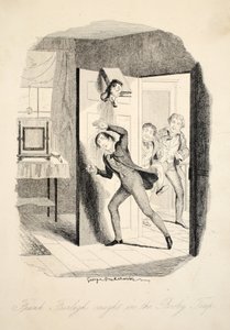Frank Fairlegh gevangen in de valstrik, uit Frank Fairlegh of Scenes From the Life of a Private Pupil, gepubliceerd ca. 1870 door George Cruikshank