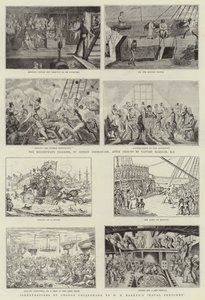 Humoristische kunst op de Royal Naval Exhibition door George Cruikshank