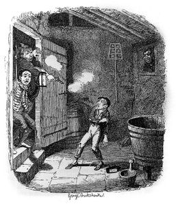 Illustratie voor "Oliver Twist" (Olivier) door Charles Dickens (1812-1870), door George Cruikshank (1792-1878) door George Cruikshank