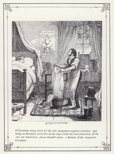 Illustratie voor Het Eigen Boek van de Vrijgezel, of De Voortgang van de Heer Lambkin (Gent) (gravure)