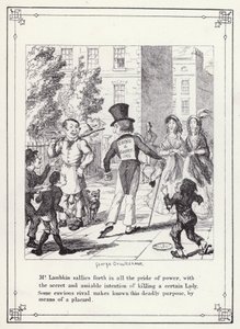 Illustratie voor Het Eigen Boek van de Vrijgezel, of De Voortgang van de Heer Lambkin (Gent) (gravure) door George Cruikshank