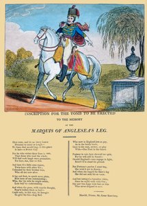 Inscriptie voor het graf ter nagedachtenis aan het been van de Markies van Anglesea, gepubliceerd door R. Harrild, c.1815 door George Cruikshank