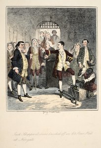 Jack Sheppards kettingen worden afgebroken in de Stone Hall in Newgate, illustratie uit Jack Sheppard: A Romance door William Harrison Ainsworth, uitgegeven 1839