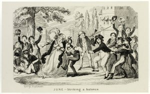 Juni - Een evenwicht vinden tussen de stalen etsen van George Cruikshank en de komische almanakken: 1835-1853