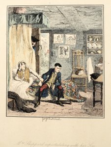 Mevrouw Sheppard spreekt haar zoon aan, illustratie uit Jack Sheppard: Een Romance door William Harrison Ainsworth, gepubliceerd 1839