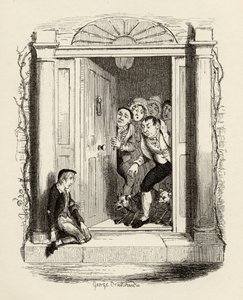 Oliver Twist bij de deur van mevrouw Maylie, uit 