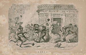 Mensen vechten tegen de harde wind door George Cruikshank