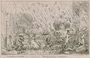 Het regent katten, honden en hooivorken door George Cruikshank