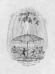 St. Swithin, patroonheilige van paraplumakers door George Cruikshank