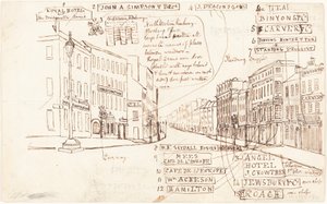 Straatperspectief met Bedrijfsnamen door George Cruikshank