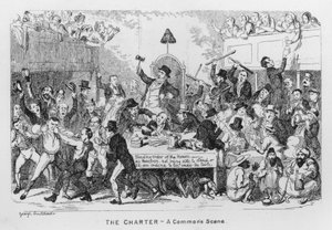 Het Handvest, een gemeenschappelijke scène door George Cruikshank
