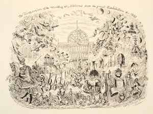 De verspreiding van de werken van alle naties van de Grote Tentoonstelling van 1851, gepubliceerd 1851 door George Cruikshank