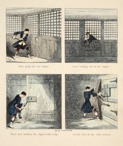 De Ontsnapping Nr. 2, illustratie uit Jack Sheppard: Een Roman door William Harrison Ainsworth door George Cruikshank