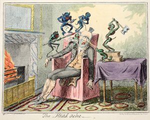De hoofdpijn, pub. 1835 door George Cruikshank