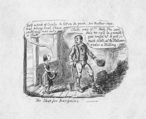 De winkel voor koopjes, 1829 door George Cruikshank