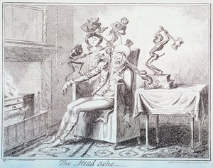 De hoofdpijn, 1835 door George Cruikshank