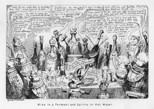 Wijn in een gisting en geesten in heet water door George Cruikshank