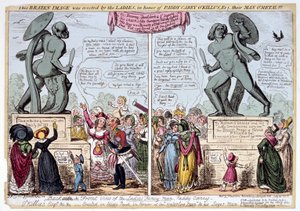 Vrouwen bewonderen het standbeeld van Achilles, Hyde Park, Londen, 1822