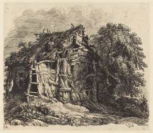 Welsh Hut in Machynllaeth door George Cuitt the Younger