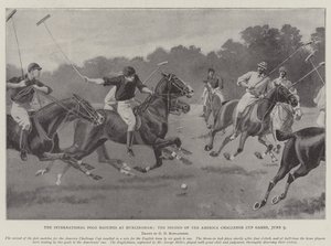 De Internationale Polowedstrijden in Hurlingham, de Tweede van de Amerika Challenge Cup Spelen, 9 juni door George Derville Rowlandson