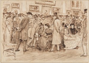 Mr Fielding, wat vindt u van deze schilderijen? Dit is kunst, privébezichtiging in de Grosvenor Gallery door George du Maurier