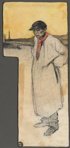 Ontwerp voor een boekillustratie, staande mannelijke figuur, na 1901 door George Dupuis