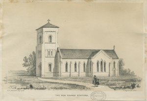 Stafford - Christ Church: getinte lithografie, nd [?midden 19e eeuw] door George E. Hamilton