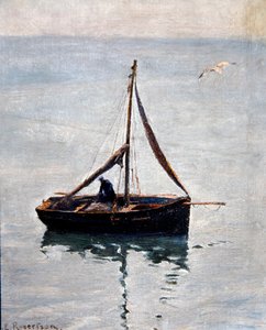 Netten repareren, ca. 1910 door George Edward Robertson