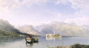 Isola Pescatori vanaf Isola Bella aan het Lago Maggiore door George Edwards Hering