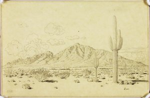 Zonder titel (overdrachtstekening voor Camelback Mountain, Phoenix) door George Elbert Burr