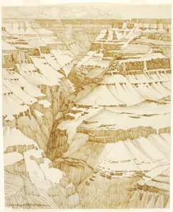 Zonder titel (transfer tekening voor Grand Canyon [nr. 1]) door George Elbert Burr