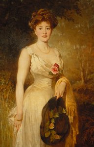 Portret van een Dame in een Witte Jurk, 1909